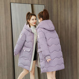 Down cotton-padded women's winter clothing New new Korean version loose cotton-padded women's medium and long thickened bread cotton-padded jacket