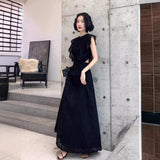 2025 Black evening dress women's banquet temperament lace slim dress  new high-end birthday can be worn in spring