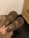 2025  Mao Mao shoes women wear Doudou shoes women's Birkenstocks new autumn and winter models with flat bottom velvet warm single shoes women