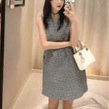 summer new high-end chic temperament sleeveless vest skirt small  dress L4117