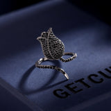 2025 Japan and South Korea simple index finger ring Internet celebrity style inlaid zircon light luxury fashion personalized tail ring open rose ring female