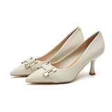 2025 7955-5 Simple and fashionable H-buckle single shoes for women 2025 new pointed thin heels high heels  banquet single shoes for women