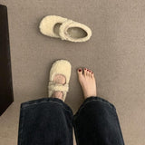 2025  Mao Mao shoes women wear Doudou shoes women's Birkenstocks new autumn and winter models with flat bottom velvet warm single shoes women