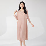 2025 summer mom dress women's high-end Popular style v-neck loose large size middle-aged elegant medium and long dress