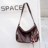 Fashion retro large-capacity tote bag New genuine leather women's bag versatile first-layer vegetable tanned leather crossbody shoulder bag 9004