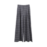 2025 THE MIND plaid drape casual pants women's 2025 thirteen rows summer high waist loose wide leg trousers T210