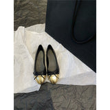 2025  popular new flat-bottomed round head bow ballet shoes, small fragrant wind soft sole, light fairy one-pedal color matching shoes