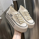 kamames Hollow-out Platform Canvas Shoes  Spring and Summer New Versatile Ins Trendy Comfortable Casual Women's Shoes