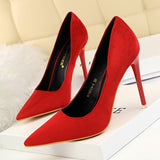 2025 9511-1  style fashionable simple thin heel super high heel shallow mouth pointed suede thin sexy nightclub women's single shoes