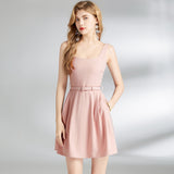 Popularan station popular summer new lotus root pink suspender dress women's  waist thin elegant temperament short skirt