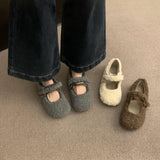 2025  Mao Mao shoes women wear Doudou shoes women's Birkenstocks new autumn and winter models with flat bottom velvet warm single shoes women
