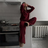 2025 Lazy style fashion semi-zipper casual sweater set women's high-end spring and autumn trend set women's two-piece set