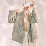 new Chinese women's clothing autumn and winter high-end embroidery V-neck feather splicing new silk cotton jacket MX080