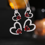 2025 S925 silver needle zircon inlaid earrings niche design heart-to-heart double love advanced sense sweet and fresh earrings