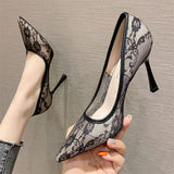 2025 988-6 Korean version of sexy lace temperament high heels pointed thin heels single shoes fairy fairy style super high heels women's shoes