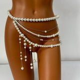 2025 L4801Y  new pearl waist chain, different sizes pearl waist chain metal fringed chain waist chain body chain