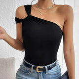 women's clothing popular fashionable and sexy off-the-shoulder waist women's top, small vest, high-end temperament, solid color and thin