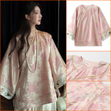 New national style new Chinese jacquard silk shirt loose high sense celebrity temperament thin top M5139