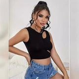 women's clothing popular summer new fashionable solid color small vest hollow sexy temperament women's top T-shirt