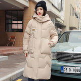 European Station 2024 Winter New Detachable Hat Padded-on Women's Medium and Long Over-Knee Thickened Down Padded Women's Jacket