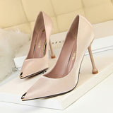 2025 1823-1  fashion banquet women's shoes, thin heels, high heels, satin, light mouth metal tip, sexy and thin single shoes