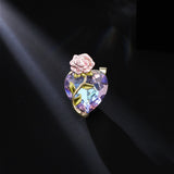 2025 New Love Rose Colorful Crystal Heart Brooch High-end Fashion Brooch Design Sense Clothes Pins and Accessories