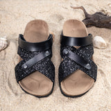 KAMAMES 024 Summer New Stylish Sandals Slippers Two-Way Wear Flat Bottom Comfort Casual Cork Boys and Girls Shoes