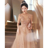 Evening dress women's banquet temperament light luxury niche style  New sense host princess dress bar mitzvah girl