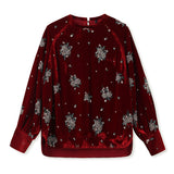 Guofeng Winter  New Flower Embroidery Bead Design Shirt Fashion Crew Neck Mulberry Silk Top MZ005