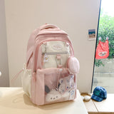 Girl Cute Backpack Contrast Color Korean Style Junior and Middle School Students School Bag Ins Style Good-looking Large-Capacity Backpack