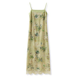 New Chinese style, beautiful bead embroidery printed suspender skirt, super good-looking temperament, slim-fitting hip-wrapped dress, summer M7084