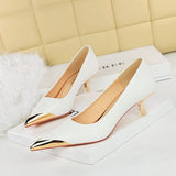 2025 237-29  style banquet fashion women's shoes, medium heel, light mouth, metal pointed head, sparkling sequined cloth, snake pattern single shoes women