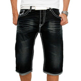 2025 2021 2025 new men's clothing summer casual fashion simple pleated pockets white flanged men's denim pants
