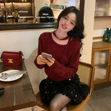 2025 Thirteen Lines popular Autumn and Winter New Raccoon Fleece Elegant Neck Knitted Sweater Versatile Sweater Women 25197