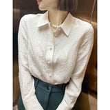 2025 High-end heavy silk white shirt mulberry silk shirt  spring women's clothing women's top design sense niche