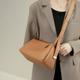 KAMAMES 2025 Cowhide black bag popular new leather messenger bag women's high-end baguette underarm bag summer soft leather women's bag