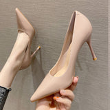 2025 966-1 Fashion and simple single shoes women's Korean version pointed head stiletto high heels solid color professional OL temperament women's shoes
