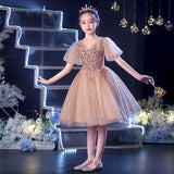 Kamames  Children's Dress Flower Girl Wedding Little Girl Host Girls Birthday Princess Dress High-End Piano Instrumental Performance Suit Summer