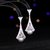 2025 Elegant temperament  exaggerated atmosphere heavy industry earrings wholesale copper inlaid zircon design feeling water drop pearl earrings women