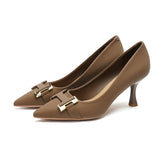 2025 7955-5 Simple and fashionable H-buckle single shoes for women 2025 new pointed thin heels high heels  banquet single shoes for women