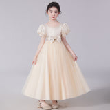 Kamames  Children's Dress High-End Catwalk Host Birthday Girl Princess Dress Tulle Tutu Western Style Flower Girl Costume for Piano Performance