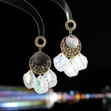 2025 Retro exaggerated temperament shell long fringed earrings women's high sense atmospheric fashion earrings live broadcast popular earrings
