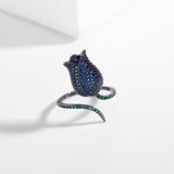 2025 Japan and South Korea simple index finger ring Internet celebrity style inlaid zircon light luxury fashion personalized tail ring open rose ring female