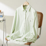 Cotton cocoon, lapel collar long-sleeved shirt for women's spring and summer new commuting loose and thin top, long-sleeved air-conditioning shirt