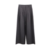 2025 THE MIND pleated wide-leg casual pants women's 2025 summer new Korean version simple high-waisted versatile long pants T020