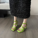 kamames Style Small Chunky Heel High Heels Women's Summer  New Platform Roman Open Toe Elegant Socialite Sandals