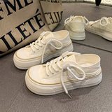 kamames White Canvas Shoes Women's  New Spring and Autumn Ulzzang Versatile Special-Interest Design XINGX Flat Skateboard Shoes