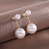 2025 Korea Dongdaemun personalized earrings temperament two wear stud earrings 925 silver needle earrings women's size pearl front and rear earrings