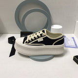 kamames Classic Style Mid-Ancient Canvas Shoes  New Low-Top Lace-up Internet Celebrity Biscuit Shape Shoes Color Matching round Head Thick Bottom Women's Shoes