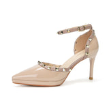 2025 8088-23 One-word waterproof table bag head hollow sandals female sexy pointed thin heel rivet high heels are not tired